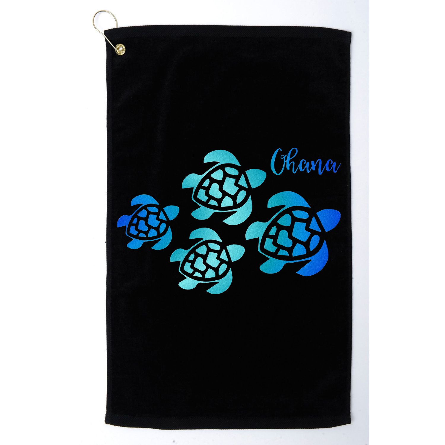 Ohana Sea Turtle Family Hawaii Vacation Tropical Hawaiian Golf Towel
