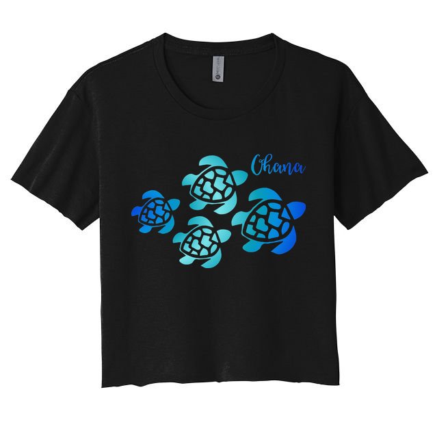 Ohana Sea Turtle Family Hawaii Vacation Tropical Hawaiian Crop Top