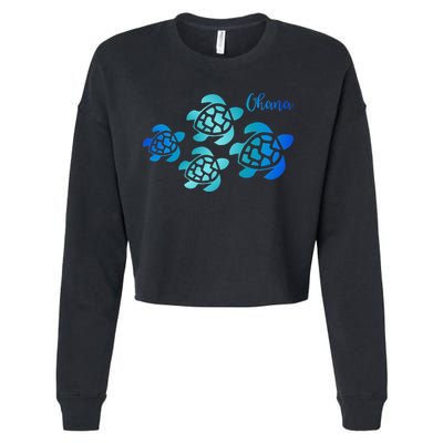Ohana Sea Turtle Family Hawaii Vacation Tropical Hawaiian Cropped Pullover Crew