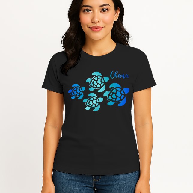Ohana Sea Turtle Family Hawaii Vacation Tropical Hawaiian Womens T-Shirt