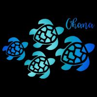 Ohana Sea Turtle Family Hawaii Vacation Tropical Hawaiian Womens T-Shirt