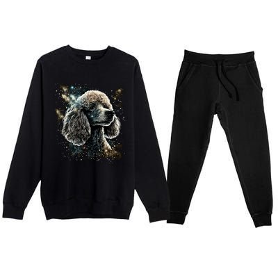 Outer Space Toy Poodle On Galaxy Astronaut Poodle Gift Premium Crewneck Sweatsuit Set