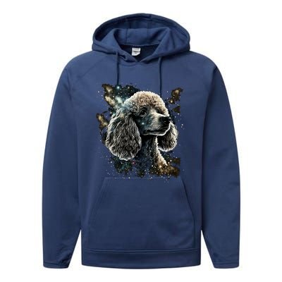 Outer Space Toy Poodle On Galaxy Astronaut Poodle Gift Performance Fleece Hoodie