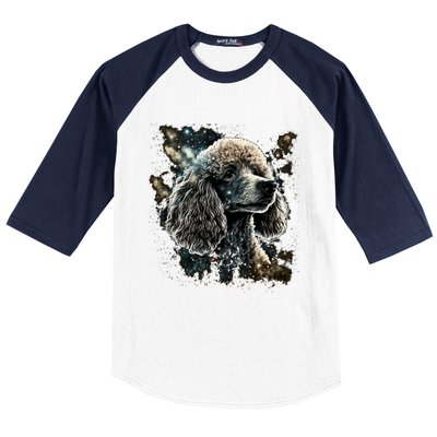 Outer Space Toy Poodle On Galaxy Astronaut Poodle Gift Baseball Sleeve Shirt