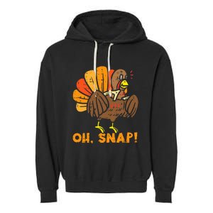 Oh Snap Turkey Wishbone Funny Thanksgiving Family Garment-Dyed Fleece Hoodie