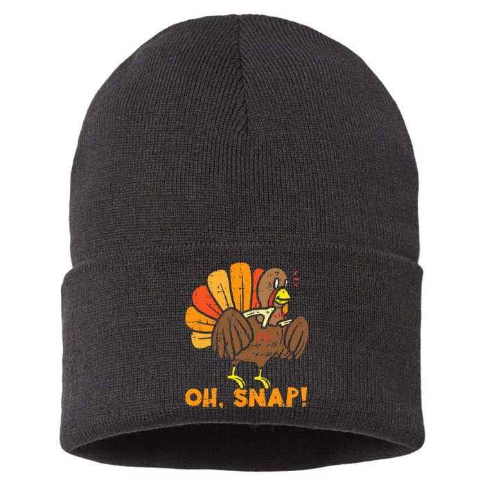 Oh Snap Turkey Wishbone Funny Thanksgiving Family Sustainable Knit Beanie