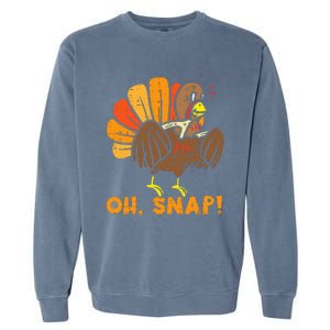 Oh Snap Turkey Wishbone Funny Thanksgiving Family Garment-Dyed Sweatshirt