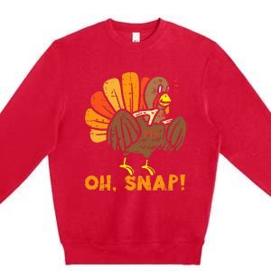 Oh Snap Turkey Wishbone Funny Thanksgiving Family Premium Crewneck Sweatshirt