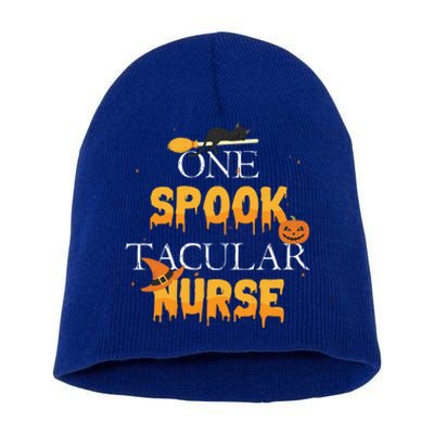 One Spook Tacular Nurse Spooky Halloween Holiday Gift Short Acrylic Beanie