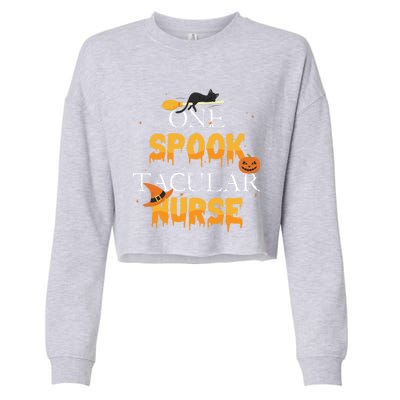 One Spook Tacular Nurse Spooky Halloween Holiday Gift Cropped Pullover Crew