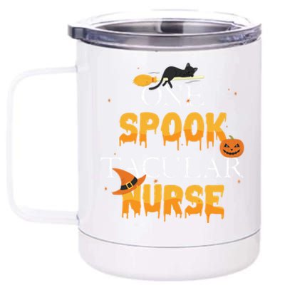 One Spook Tacular Nurse Spooky Halloween Holiday Gift 12 oz Stainless Steel Tumbler Cup