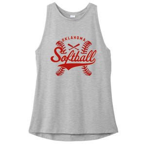 Oklahoma Softball Team Retro Softball Fan Ladies PosiCharge Tri-Blend Wicking Tank