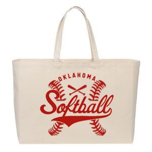 Oklahoma Softball Team Retro Softball Fan Cotton Canvas Jumbo Tote