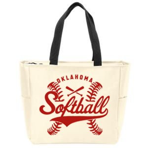 Oklahoma Softball Team Retro Softball Fan Zip Tote Bag