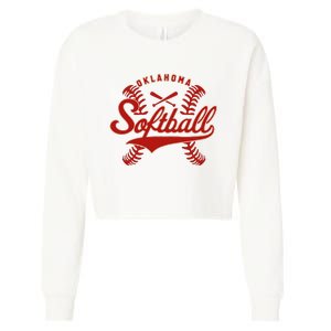 Oklahoma Softball Team Retro Softball Fan Cropped Pullover Crew