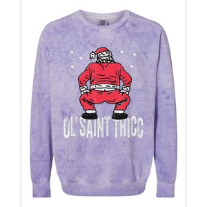 Ol Saint Thicc Christmas Funny Slutty Santa Christmas Colorblast Crewneck Sweatshirt