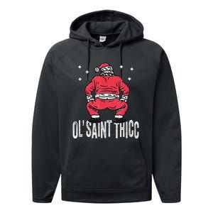 Ol Saint Thicc Christmas Funny Slutty Santa Christmas Performance Fleece Hoodie