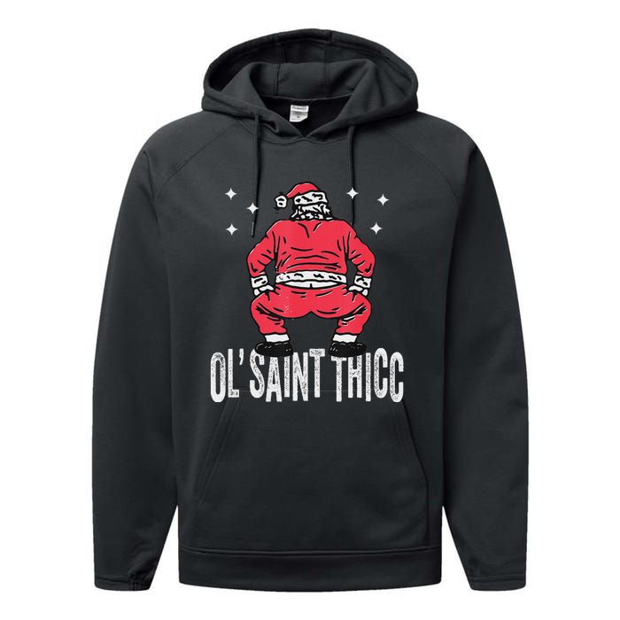 Ol Saint Thicc Christmas Funny Slutty Santa Christmas Performance Fleece Hoodie