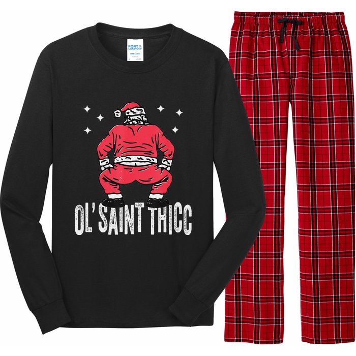 Ol Saint Thicc Christmas Funny Slutty Santa Christmas Long Sleeve Pajama Set