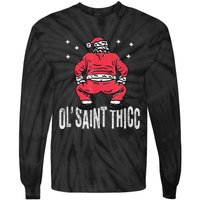 Ol Saint Thicc Christmas Funny Slutty Santa Christmas Tie-Dye Long Sleeve Shirt