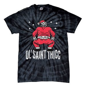 Ol Saint Thicc Christmas Funny Slutty Santa Christmas Tie-Dye T-Shirt