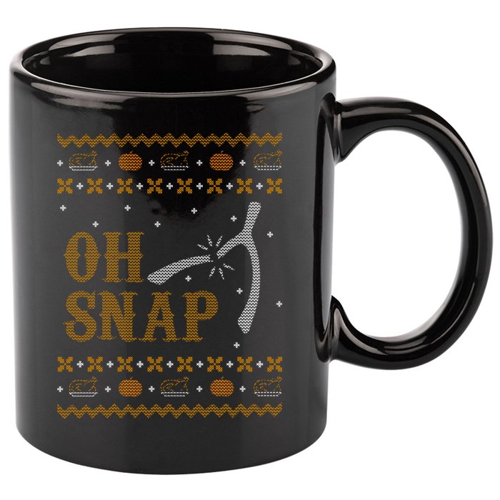 Oh Snap Turkey Wish Bone Ugly Sweater Thanksgiving 11oz C Handle Ceramic Mug