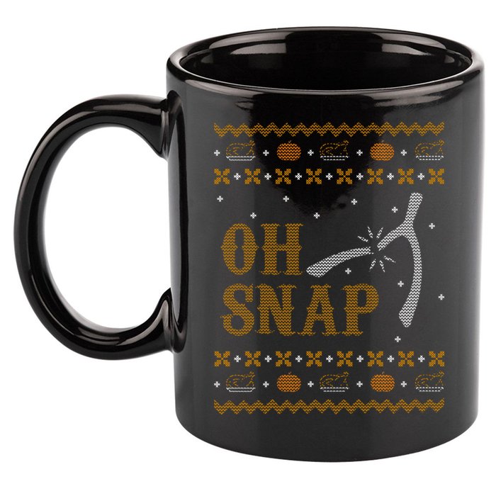 Oh Snap Turkey Wish Bone Ugly Sweater Thanksgiving 11oz C Handle Ceramic Mug