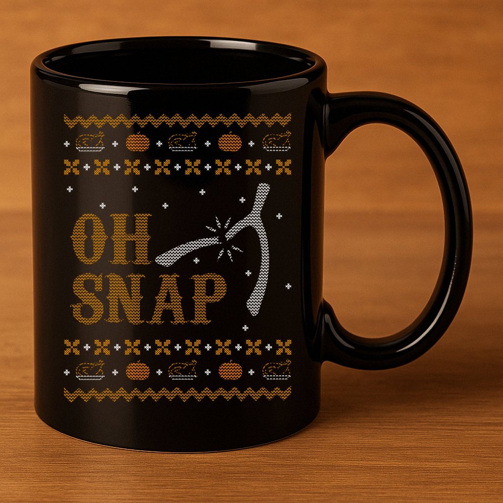 Oh Snap Turkey Wish Bone Ugly Sweater Thanksgiving 11oz C Handle Ceramic Mug