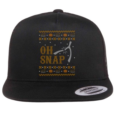 Oh Snap Turkey Wish Bone Ugly Sweater Thanksgiving Flatbill Hat