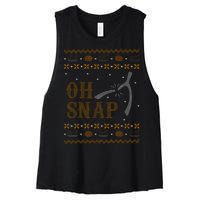 Oh Snap Turkey Wish Bone Ugly Sweater Thanksgiving Women's Racerback Cropped Tank