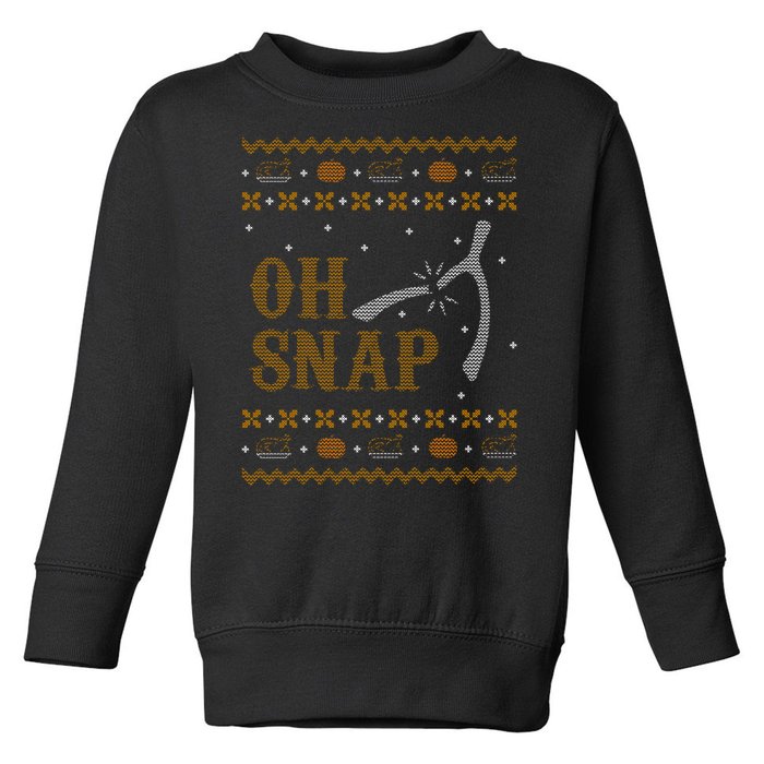 Oh Snap Turkey Wish Bone Ugly Sweater Thanksgiving Toddler Sweatshirt