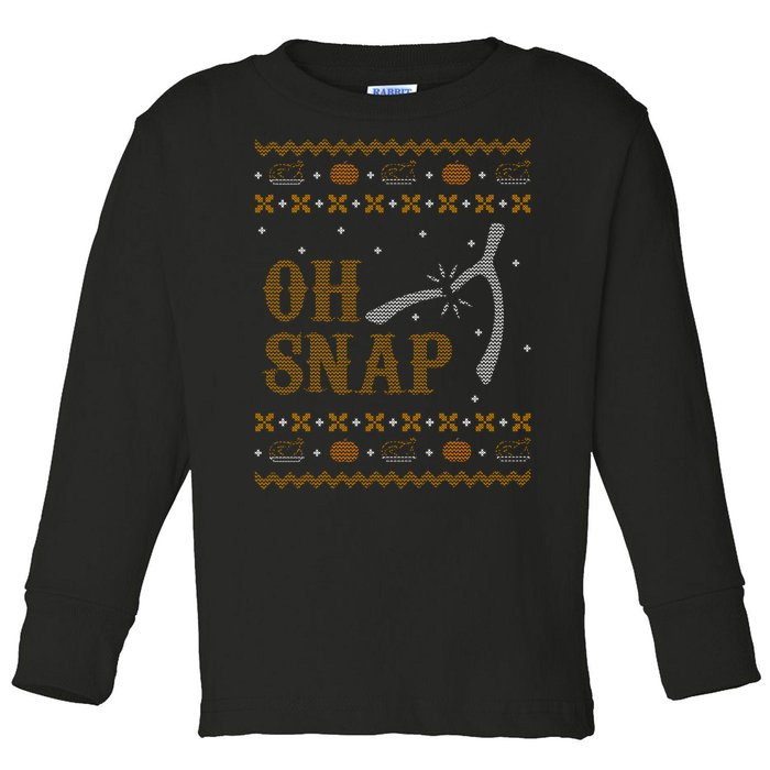 Oh Snap Turkey Wish Bone Ugly Sweater Thanksgiving Toddler Long Sleeve Shirt