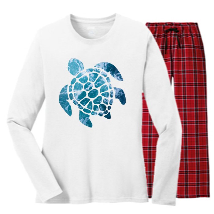 Ocean Sea Turtle Classic Women's Long Sleeve Flannel Pajama Set 