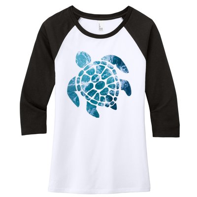 Ocean Sea Turtle Classic Women's Tri-Blend 3/4-Sleeve Raglan Shirt