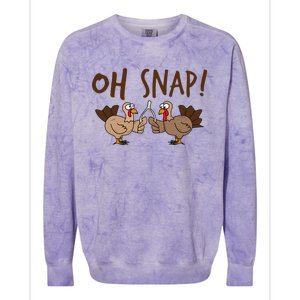 Oh Snap Turkey Day Funny Night Of Thanksgiving Gift Colorblast Crewneck Sweatshirt