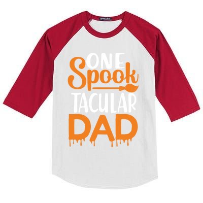 One Spook Tacular Dad Funny Spooky Dad Gift Kids Colorblock Raglan Jersey