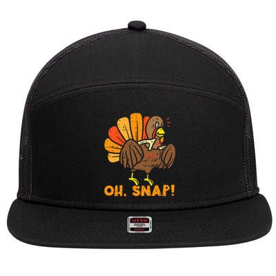 Oh Snap Turkey Wishbone Funny Thanksgiving Family 7 Panel Mesh Trucker Snapback Hat