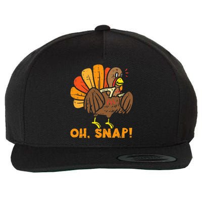 Oh Snap Turkey Wishbone Funny Thanksgiving Family Wool Snapback Cap