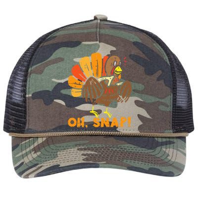 Oh Snap Turkey Wishbone Funny Thanksgiving Family Retro Rope Trucker Hat Cap