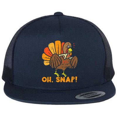 Oh Snap Turkey Wishbone Funny Thanksgiving Family Flat Bill Trucker Hat