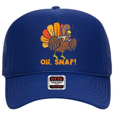 Oh Snap Turkey Wishbone Funny Thanksgiving Family High Crown Mesh Back Trucker Hat