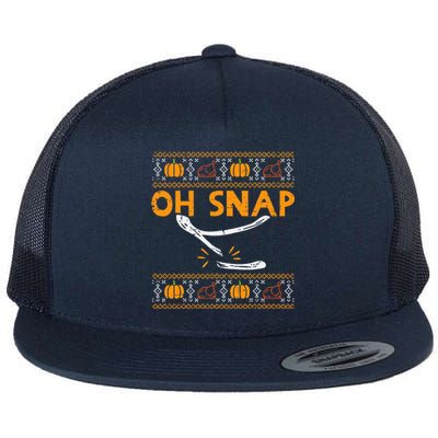 Oh Snap Turkey Wishbone Funny Ugly Thanksgiving Flat Bill Trucker Hat