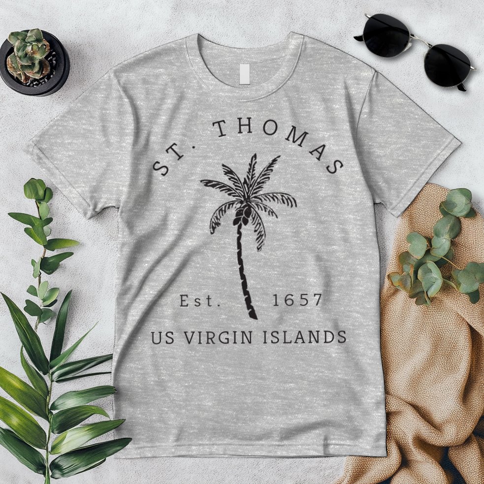 Original St. Thomas Virgin Islands Palm Tree Novelty Art Premium T-Shirt