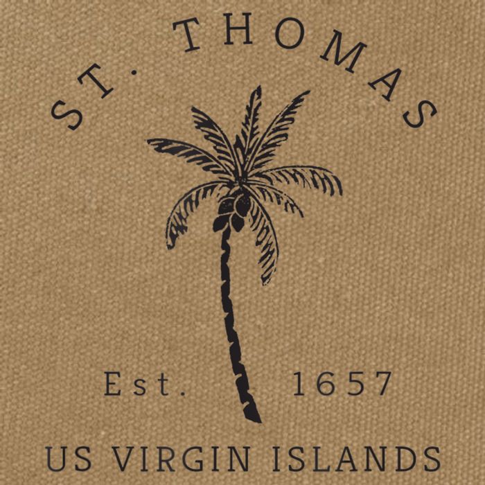 Original St. Thomas Virgin Islands Palm Tree Novelty Art Cotton Canvas Backpack