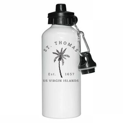 Original St. Thomas Virgin Islands Palm Tree Novelty Art Aluminum Water Bottle 