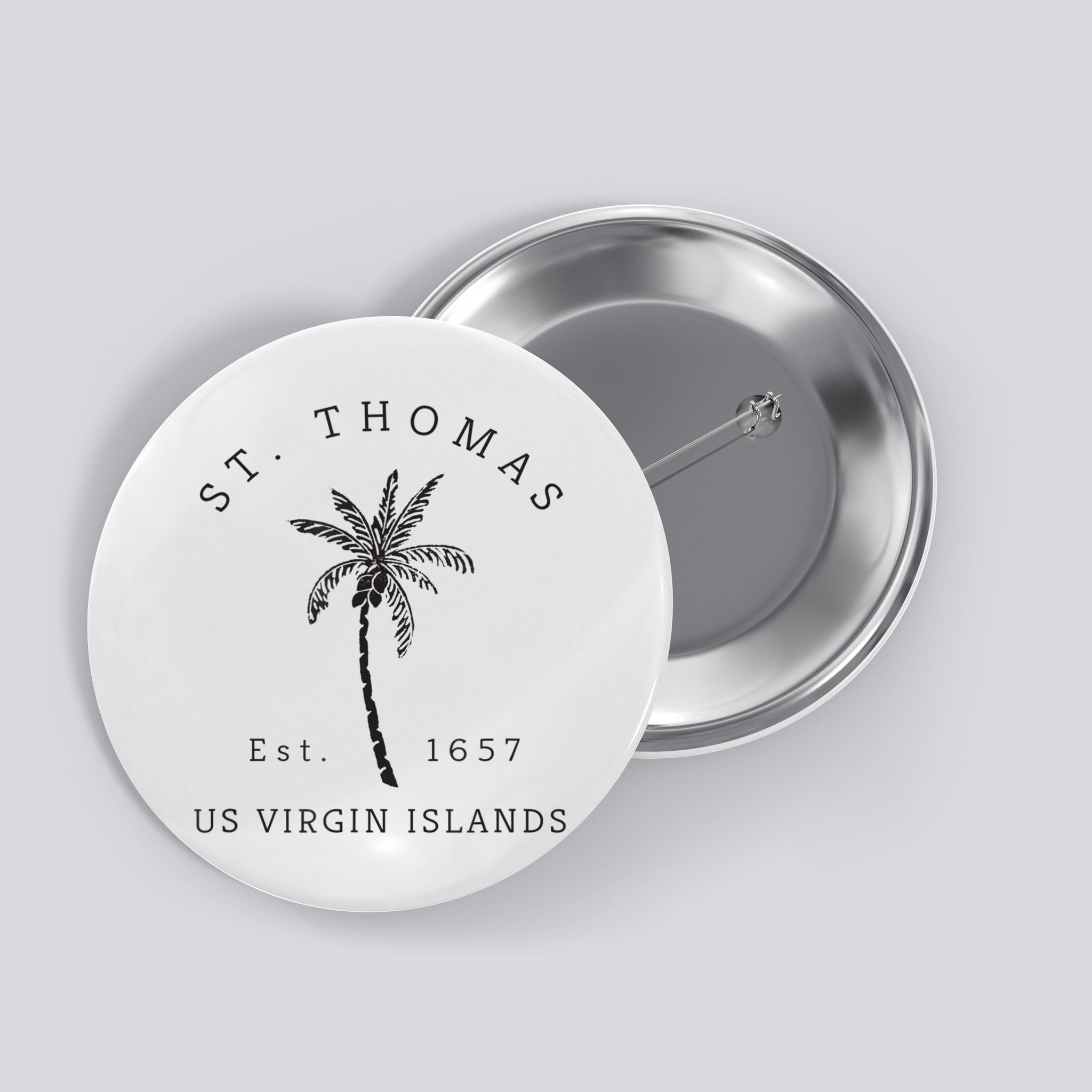 Original St. Thomas Virgin Islands Palm Tree Novelty Art Button