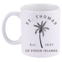 Original St. Thomas Virgin Islands Palm Tree Novelty Art 11oz C Handle Ceramic Mug