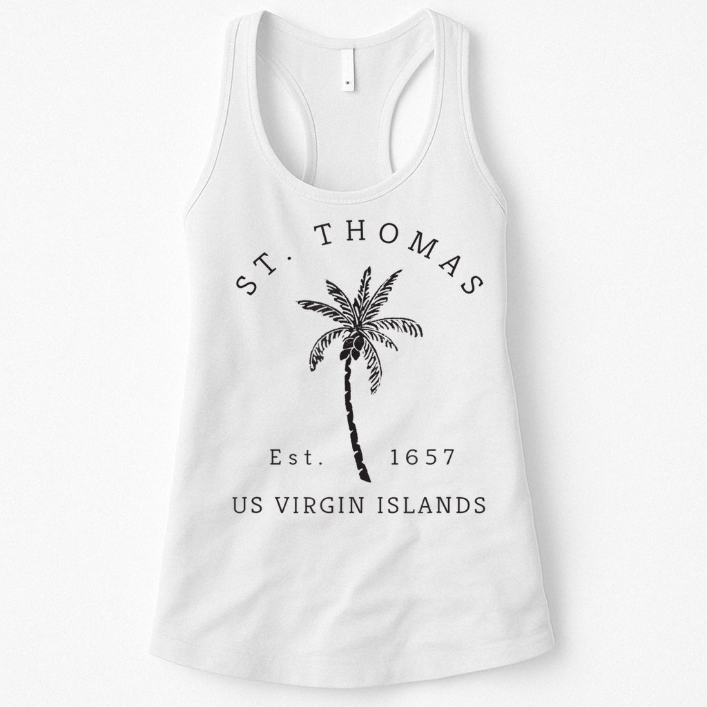 Original St. Thomas Virgin Islands Palm Tree Novelty Art Womens Tank Top