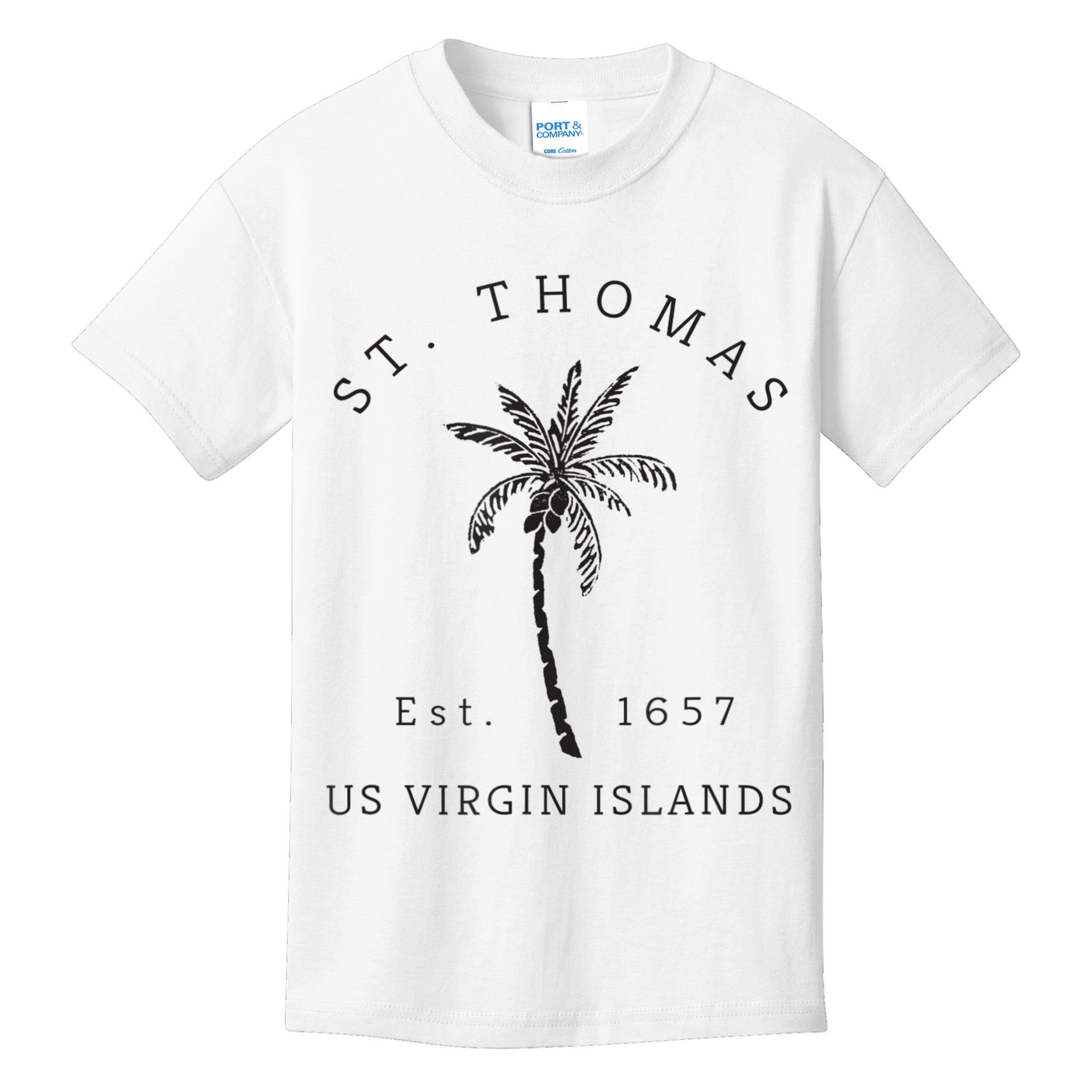 Original St. Thomas Virgin Islands Palm Tree Novelty Art Kids T-Shirt
