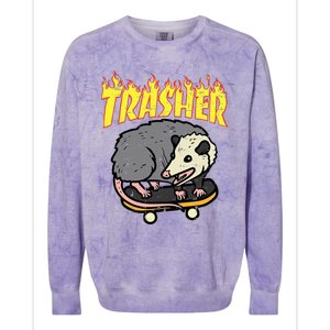 Opossum Skateboard Trasher Funny Possum Skater Colorblast Crewneck Sweatshirt